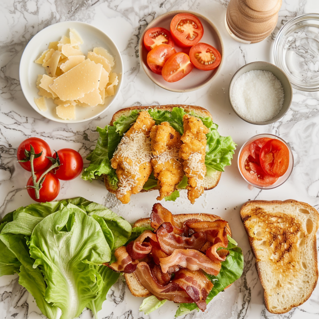 Prepping a Parm Chicken BLT Sandwich Recipe